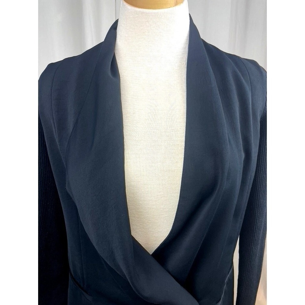 VINCE Womens‎ (2) Ribbed Knit Sleeve Drape Front Asymmetric Blazer Minimalist